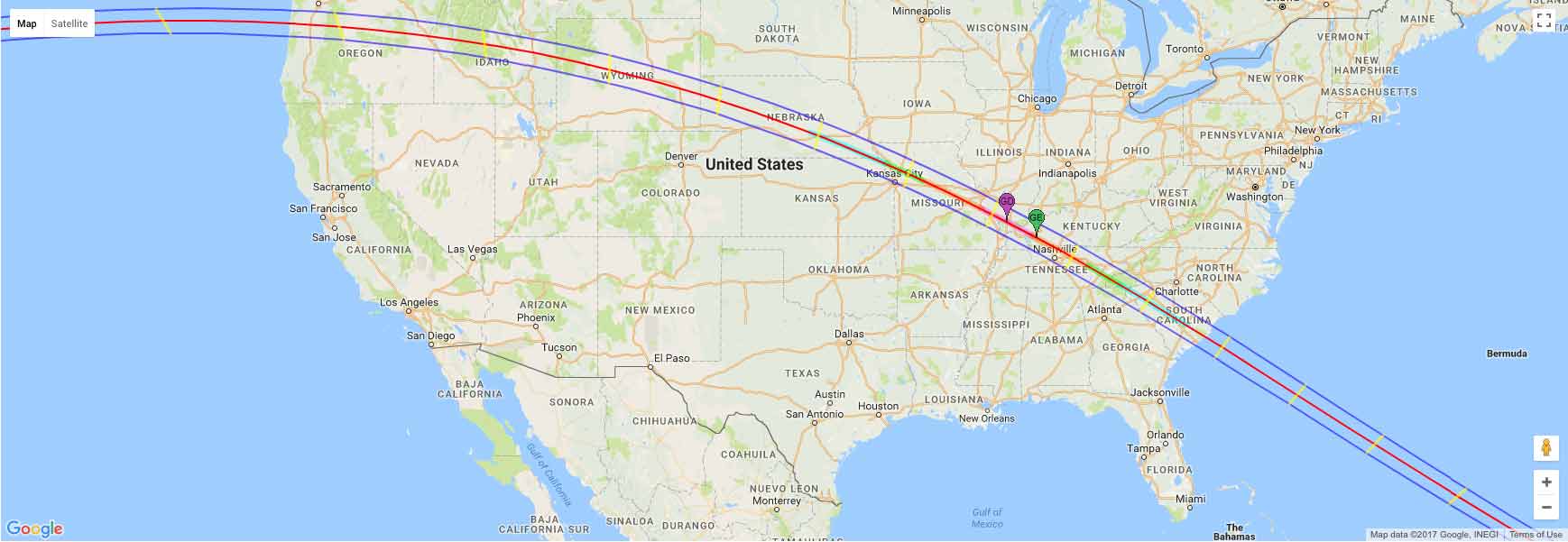 image showing us map during total solar eclipse